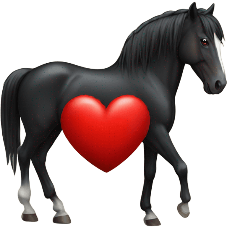 Black Horse centered inside a red heart emoji