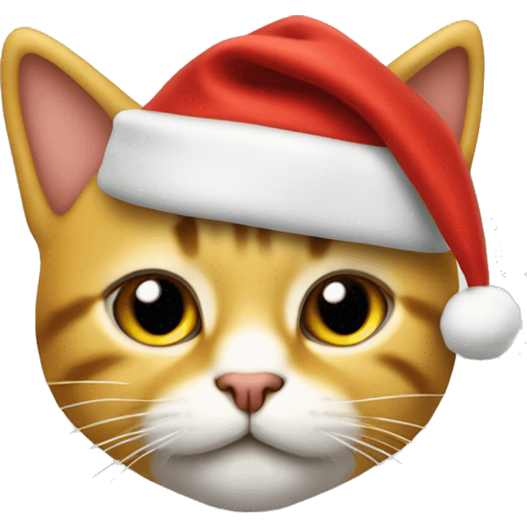 Gato amarillo con gorro navideño  emoji