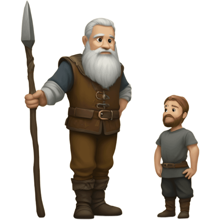 dwarf man standing next to tall ma emoji