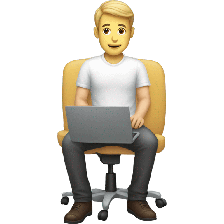 white man Sitting in front of a pc emoji