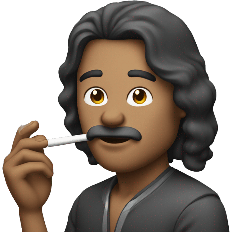 Man smoking cigarette with long hair & a bob  emoji