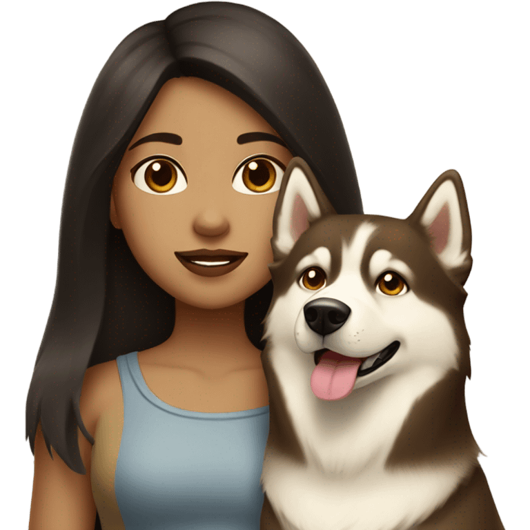 A girl Dark brown  hair next to a light dorée  Husky emoji