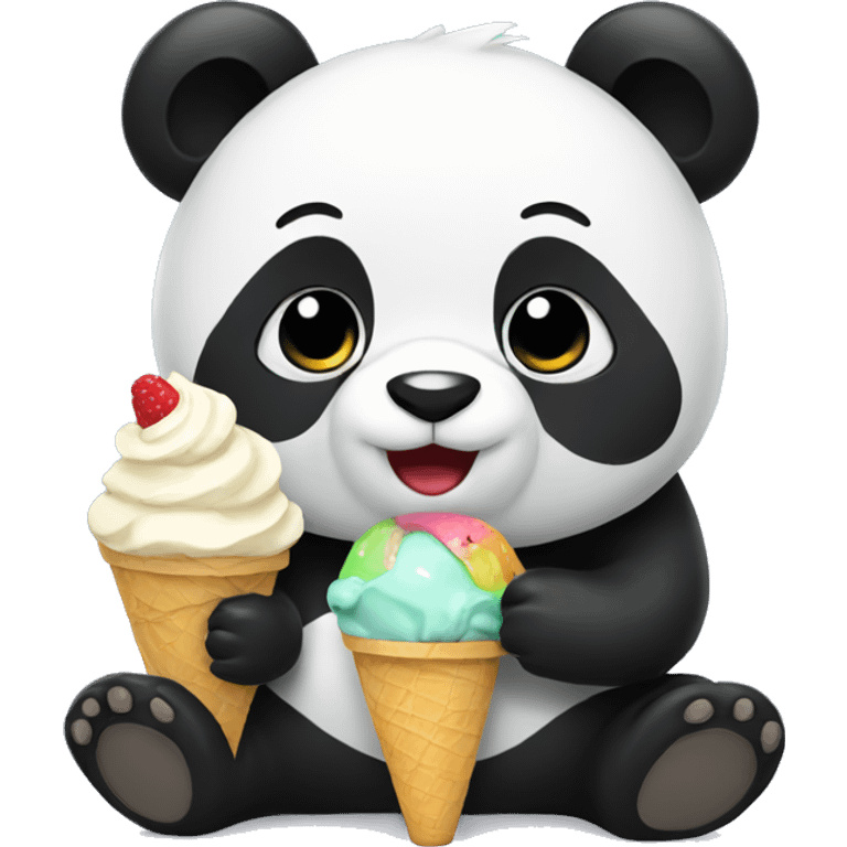 Panda eating ice cream emoji