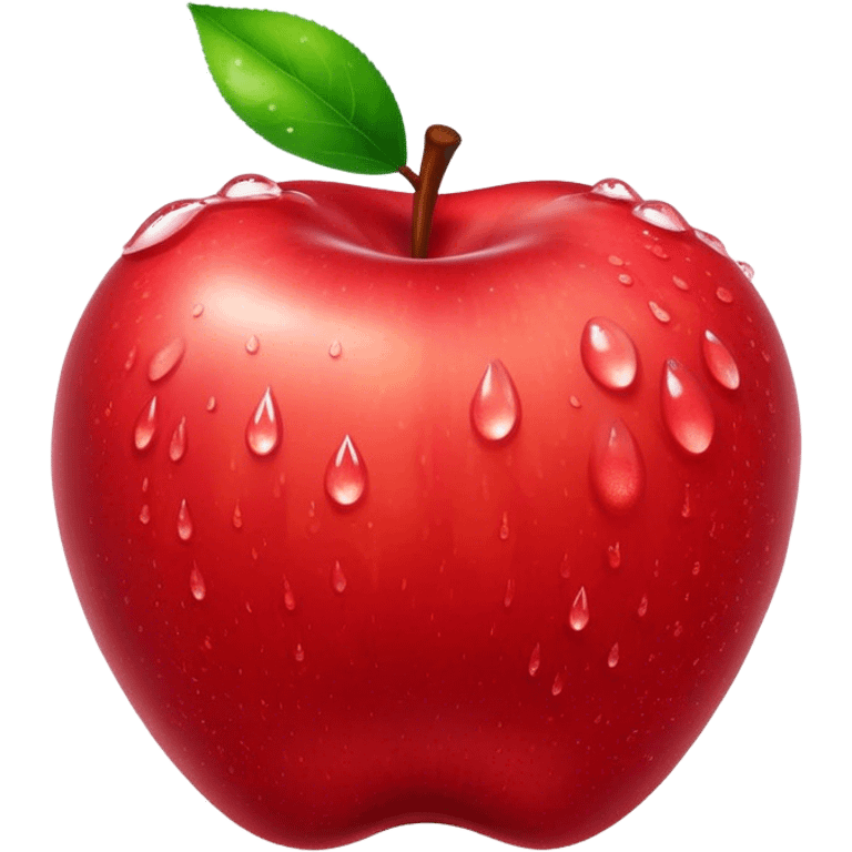 Cinematic Realistic Apple Emoji, Fresh and vibrant, with a crisp, red skin glistening with droplets of water. The smooth, shiny surface catches the light, while the green stem adds a natural touch. Soft glowing outline, capturing the essence of health, sweetness, and freshness in a crisp apple! emoji