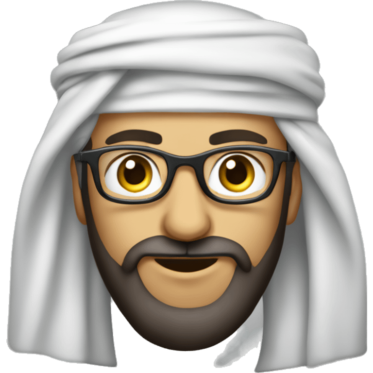 Homme arabe tête rasé avec une barbe lunette emoji