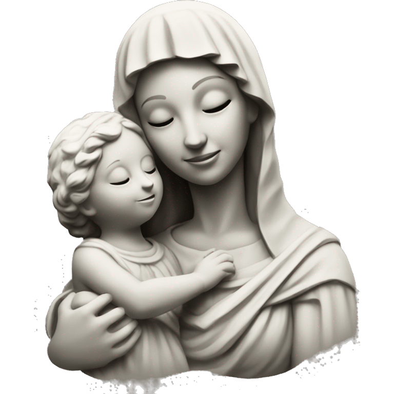 a stone statue of mary and child emoji