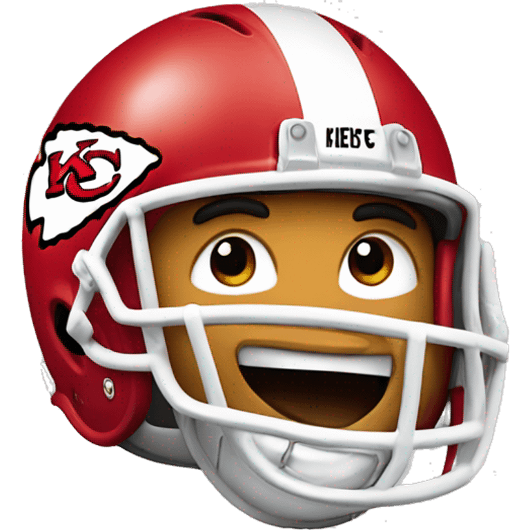 Laughing face wearing kansas city chiefs helmet  emoji