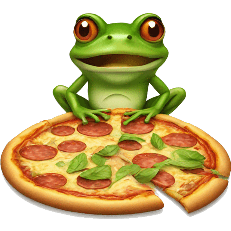 Frog eating pizza  emoji