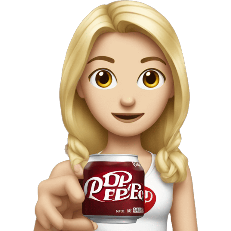 A blonde girl with Dr.pepper emoji