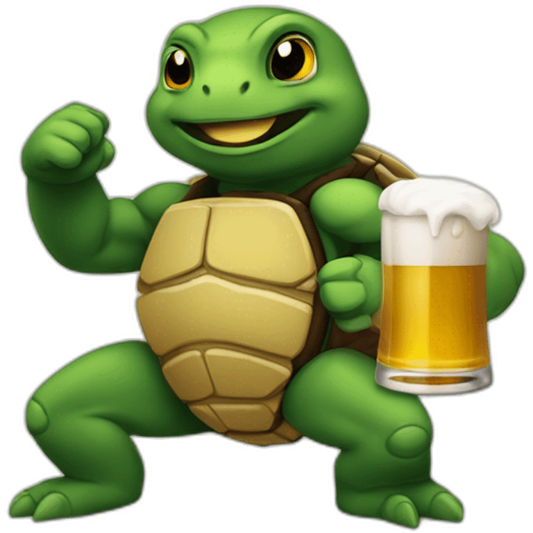 Tortue ninjas qui boit une bière emoji