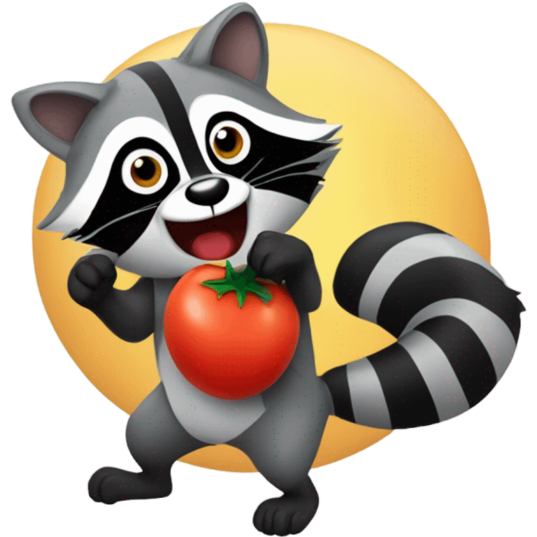 raccoon throwing tomatos emoji