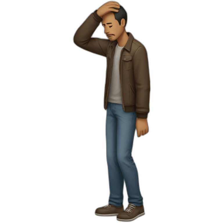 a man wandering holding his head with one arm full body emoji