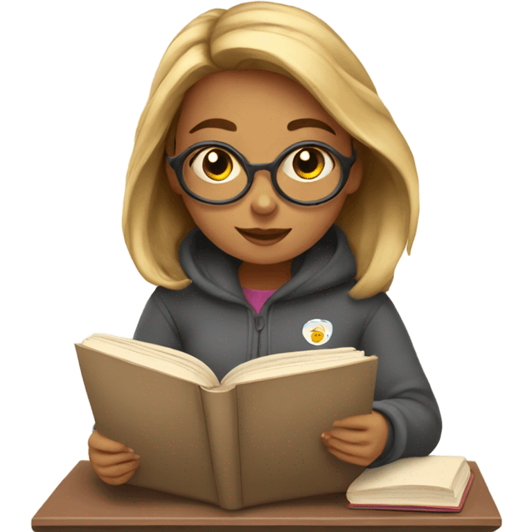 Cozy girl studying emoji