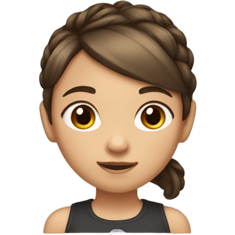 À Little girl with short brown  hair and a small ponytail on the top of the head emoji