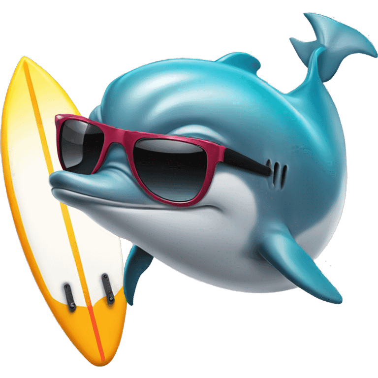 dolphin with sunglasses and a surfboard emoji