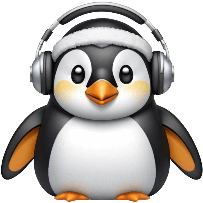 A penguin with earmuffs emoji