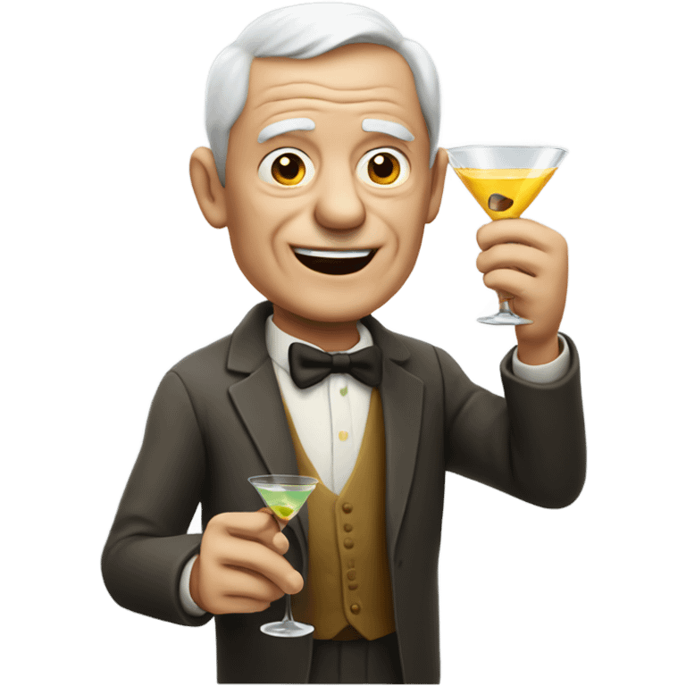 Old man holding a martini  emoji