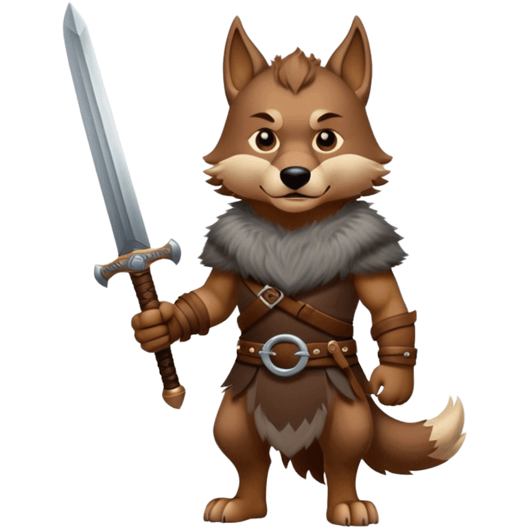 Viking wolf with sword emoji