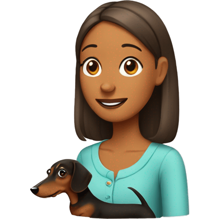 dachshund and woman emoji