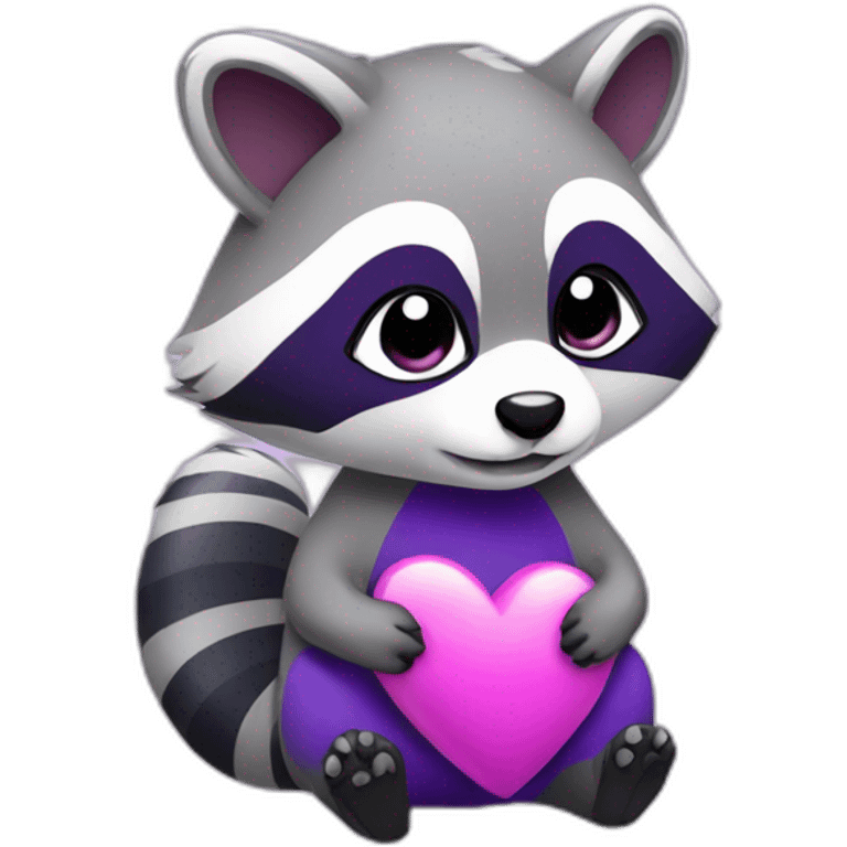 Purple raccoon with heart emoji