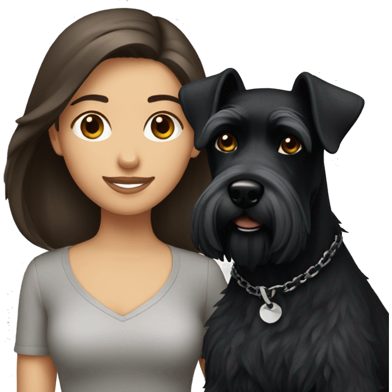 Brunette with a black schnauzer emoji