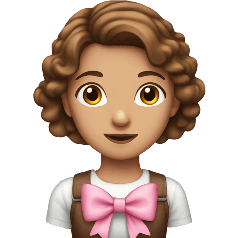 Girl with brown hair wearing a pink bow emoji