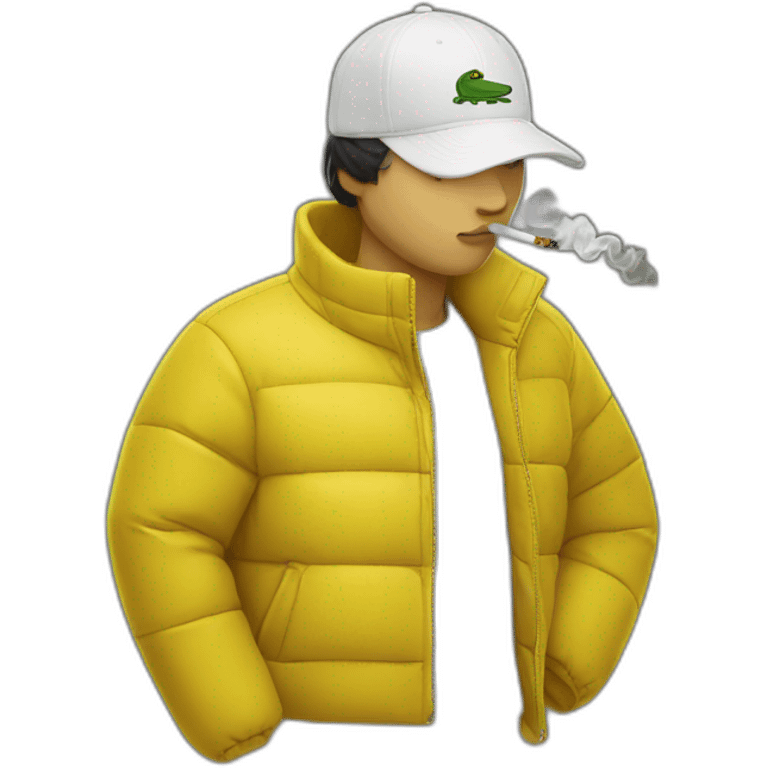 smoker with lacoste yellow puffer emoji