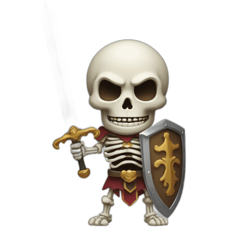 Sword and shield wielding skeleton emoji