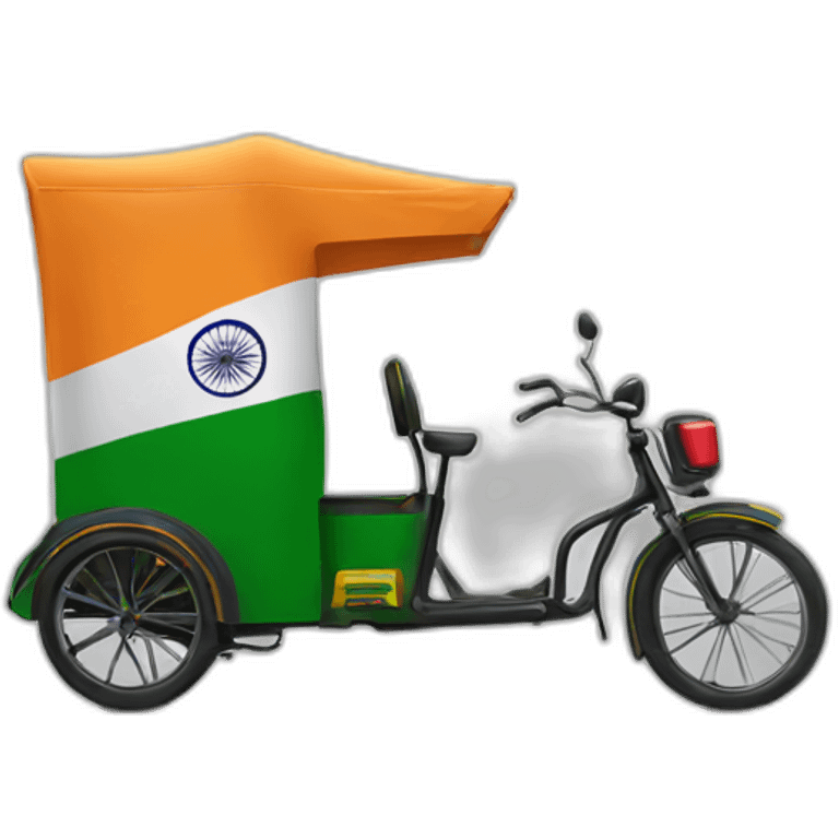 Indian rickshaw with Indian flag on top emoji