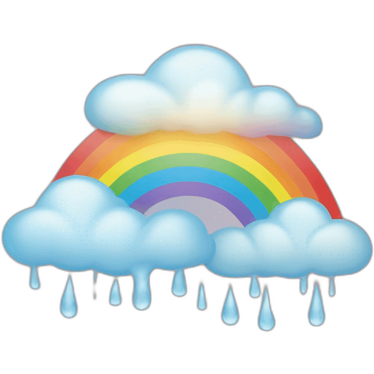 Rainbow and raining cloud emoji