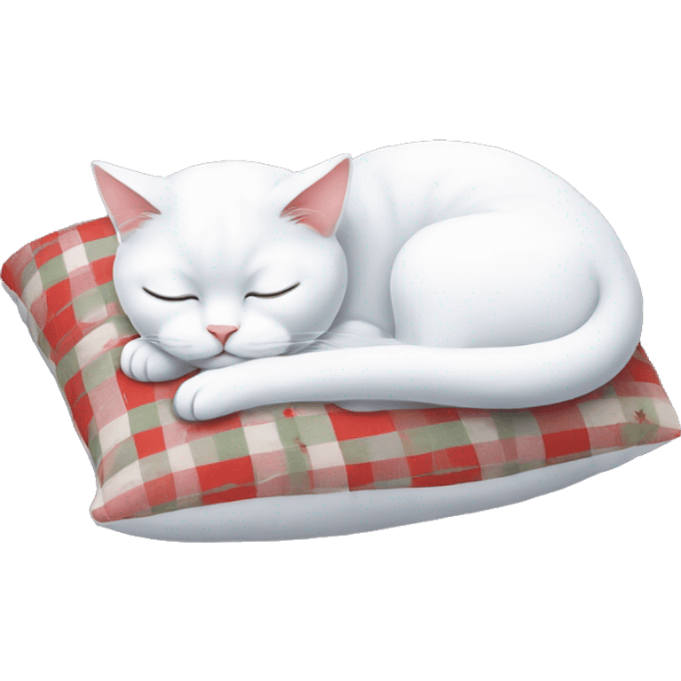 Christmas white cat sleeping on a pillow  emoji