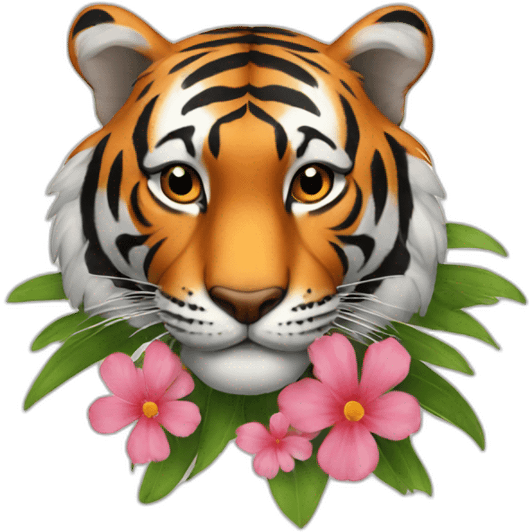 Tiger with flower emoji