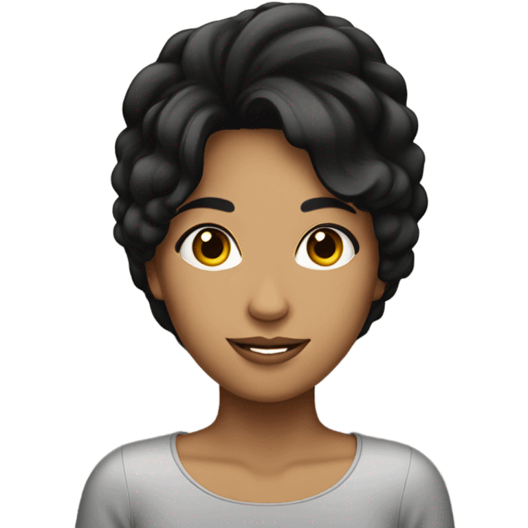 Beautiful tan girl with black hair in her 30s emoji