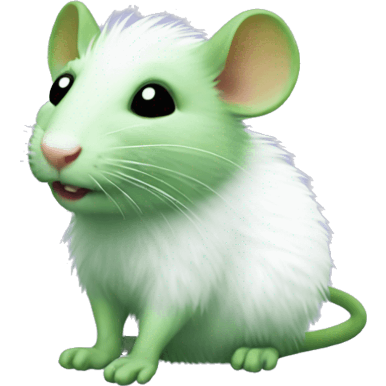 Green rat with a fluffy white coat  emoji