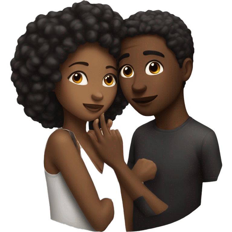 black girl and white guy kissing emoji