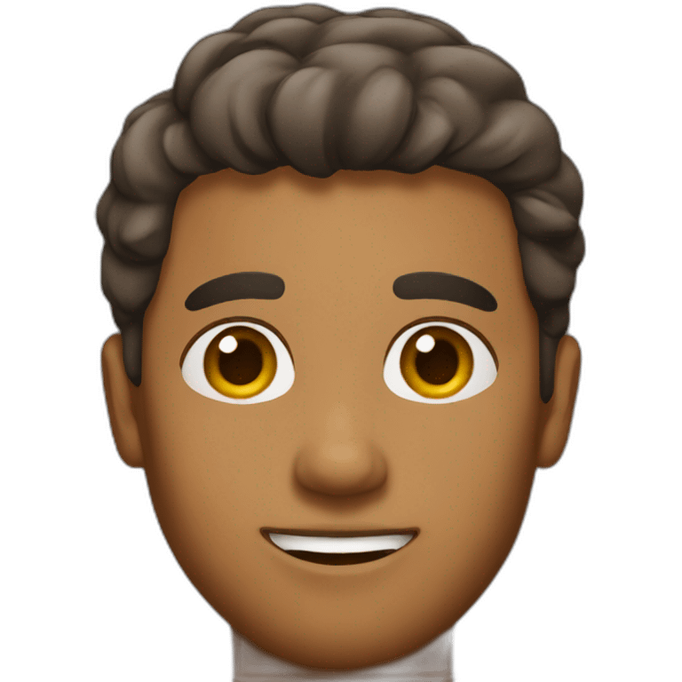 A brown man with short hair emoji