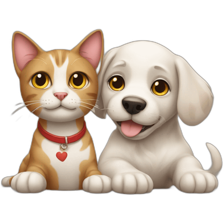 cat and dog love emoji