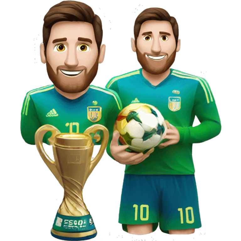 Messi and world cup trophy emoji