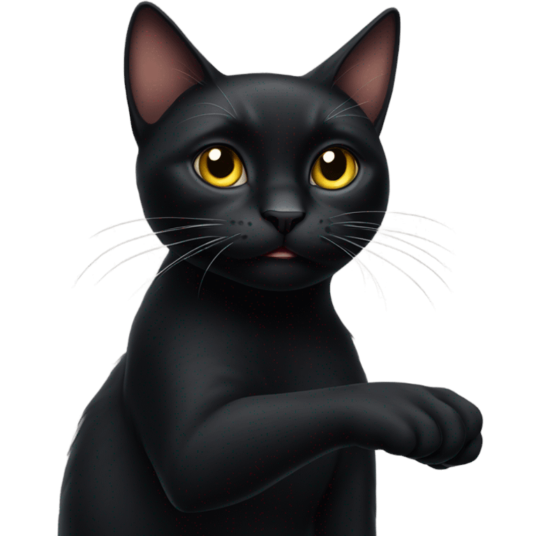 black cat flipping the camera off emoji