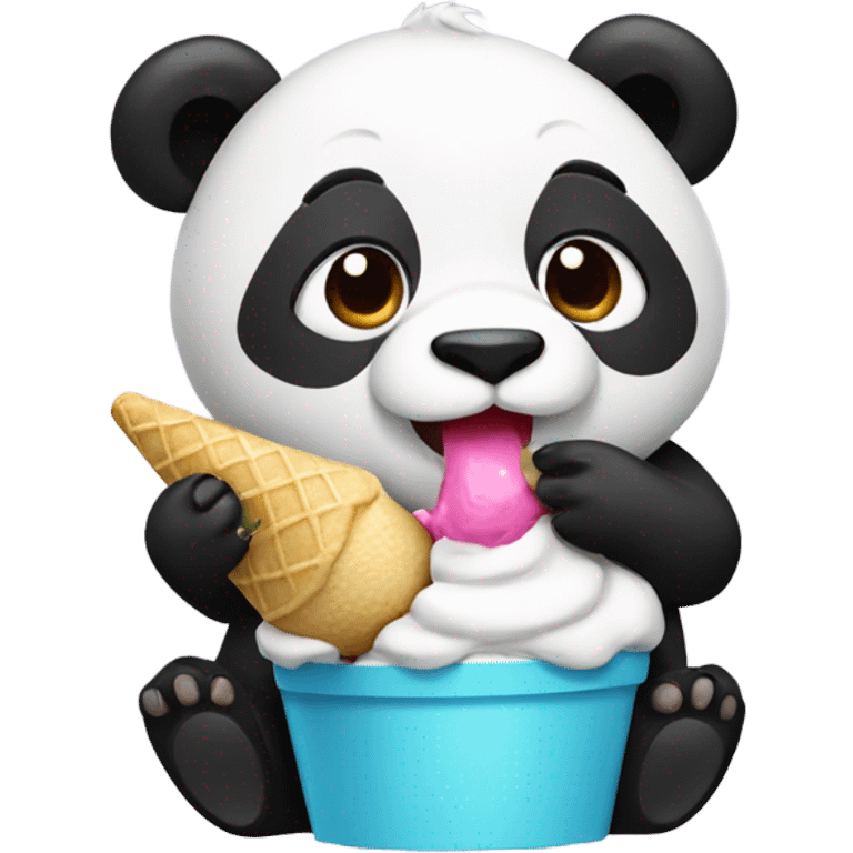 Panda eating ice cream emoji