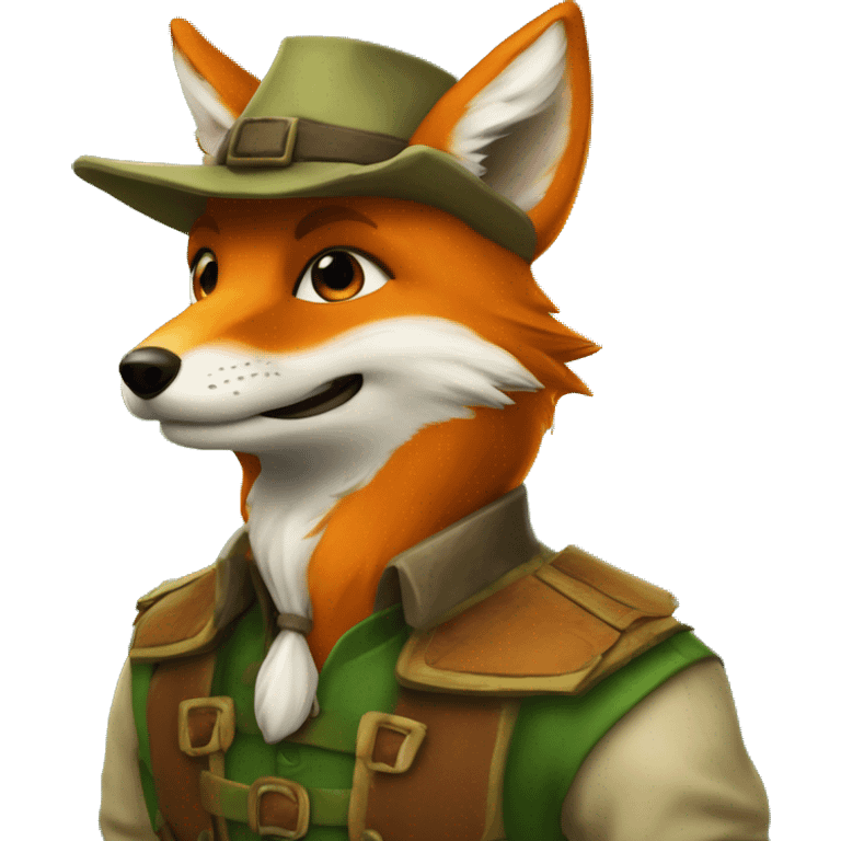 renard deguisee en robin des bois rajoute le lui le petit chapeau de robin ds bois vert emoji