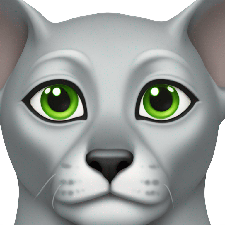 Grey sphinx car with green eyes emoji