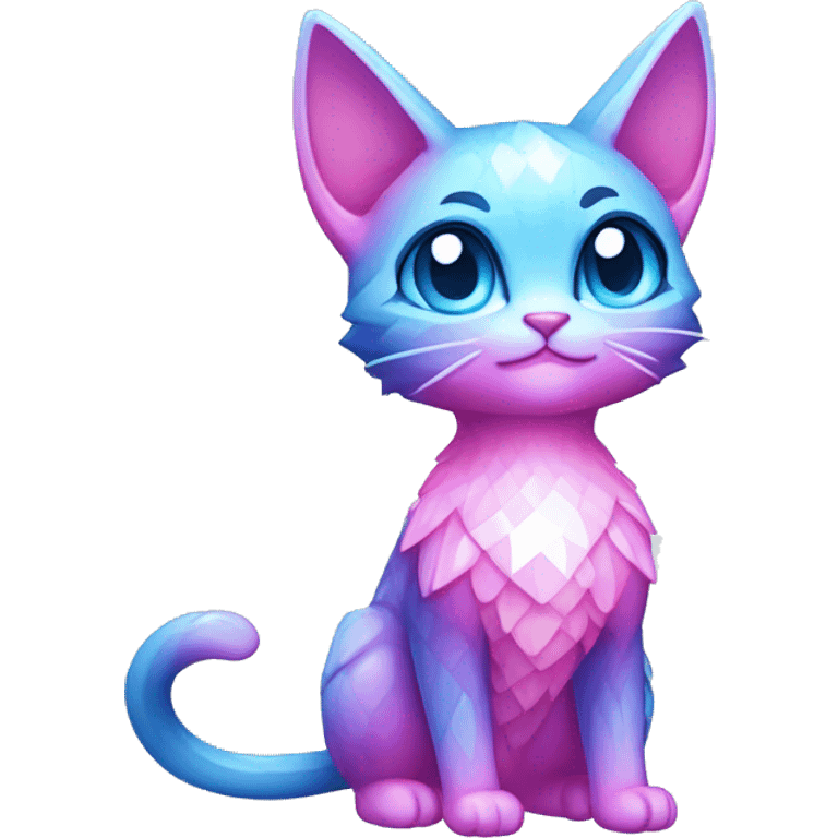 Shiny Pink-Blue-gradient Diamond-Fairy-type-Fakémon-Cat full body emoji