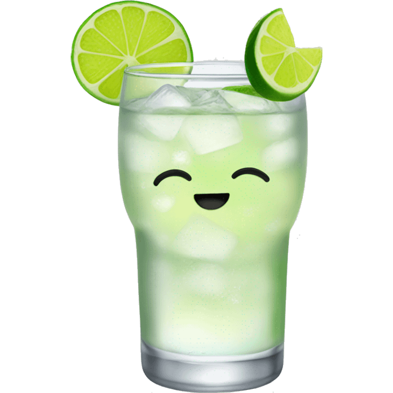 Vodka tonic with a lime in a cute glass emoji