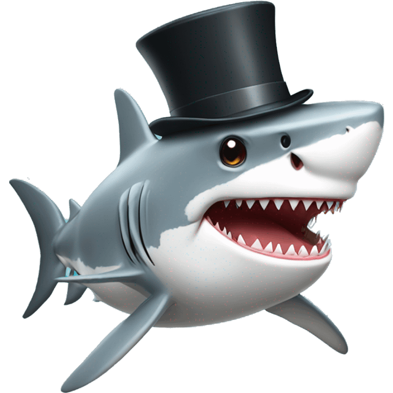 Shark with a top hat emoji