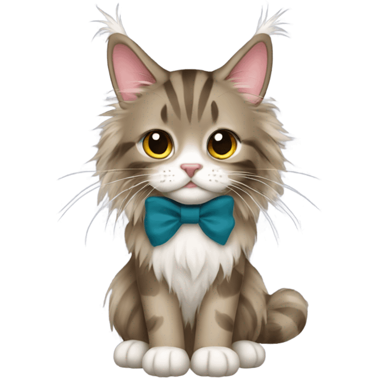 Maine Coon girl with bow emoji