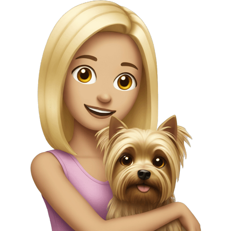 Blonde girl with a yorkshire terrier emoji