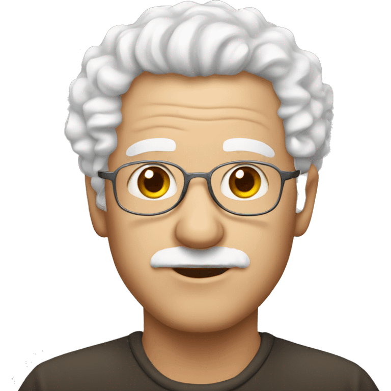 European, white curly hair, man, elderly, earring. emoji