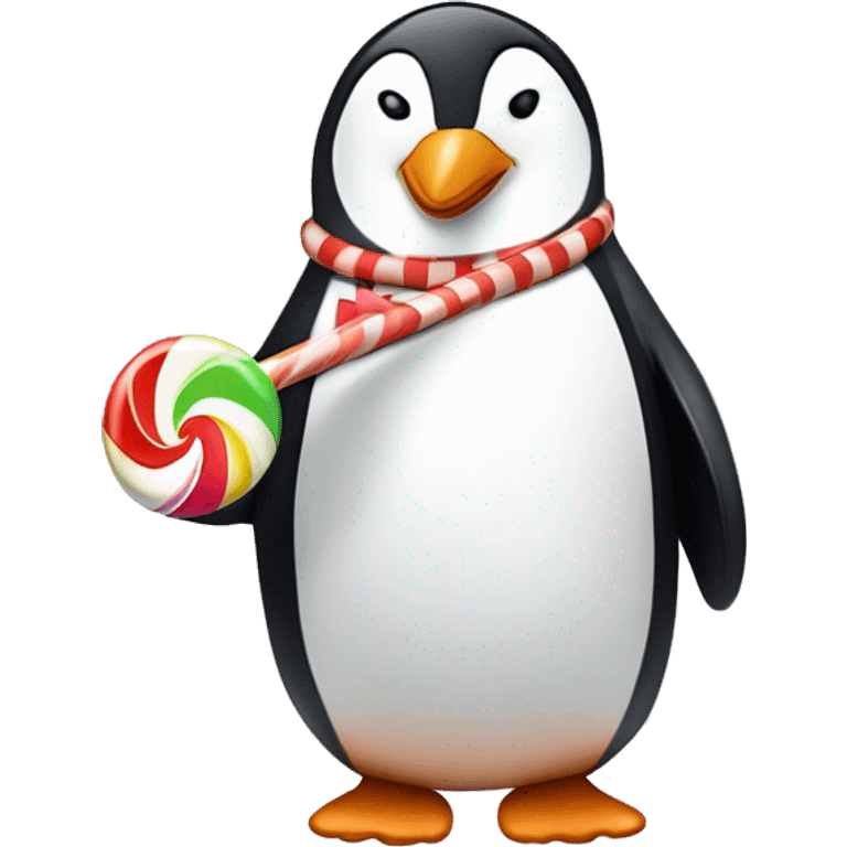 penguin with lollipop in mouth ￼ emoji