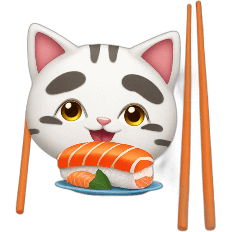 cat eating sushi at their birthday party emoji